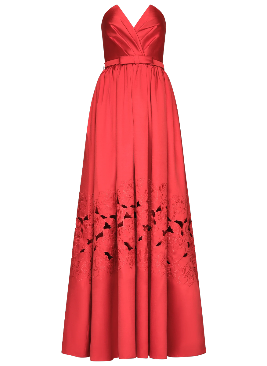 Lena Embroidered Mikado Gown - THEIA
