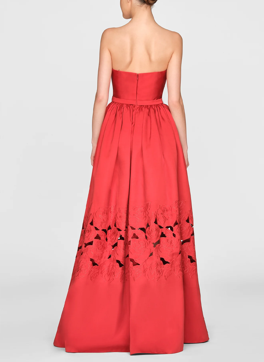 Lena Embroidered Mikado Gown - THEIA