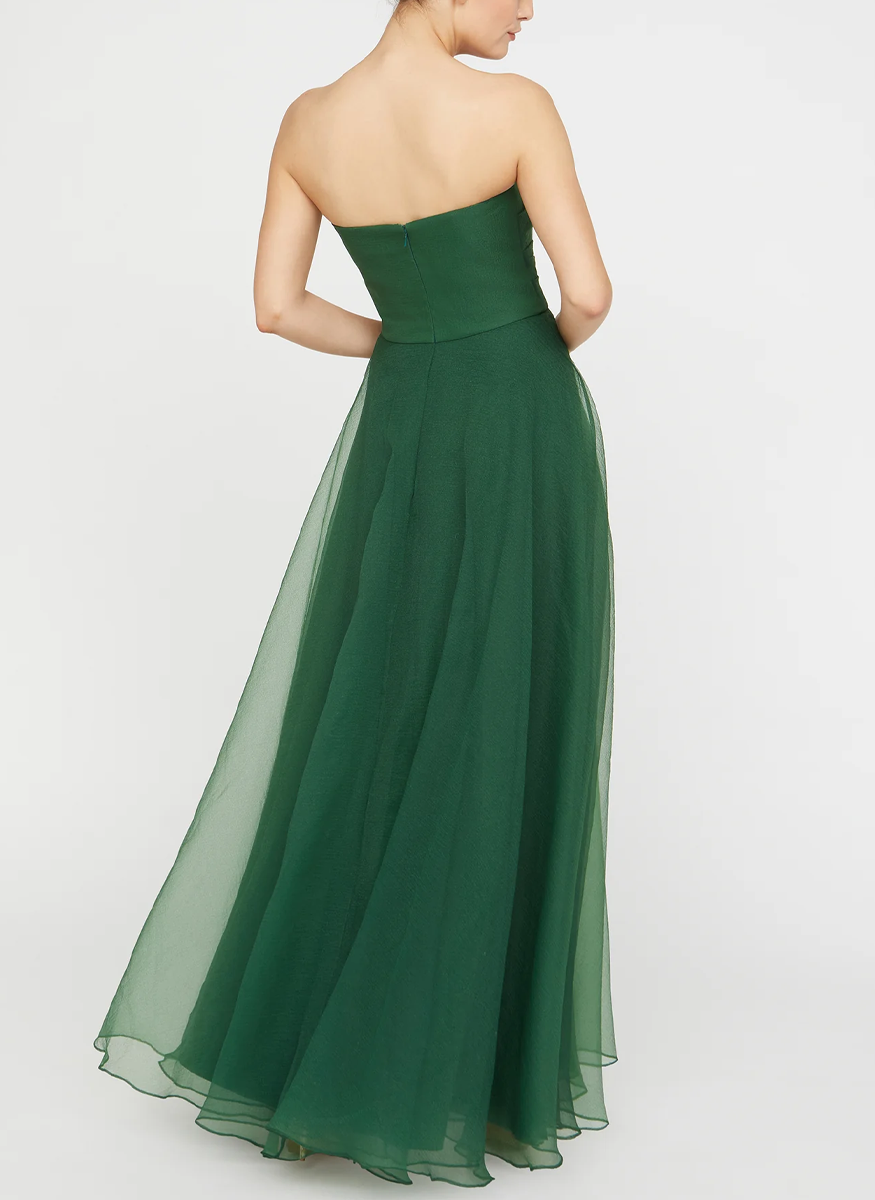 Teresa Strapless Draped Gown in Thorn - THEIA