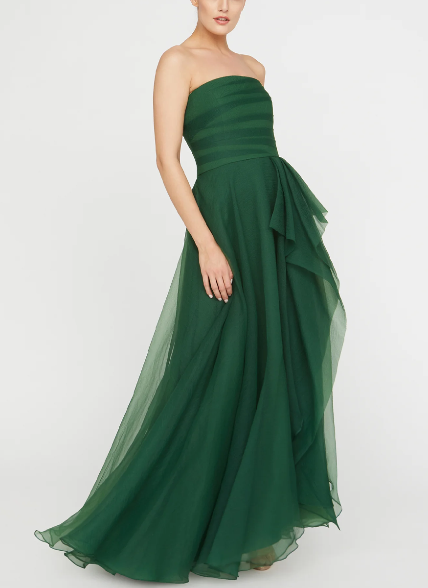 Teresa Strapless Draped Gown in Thorn - THEIA