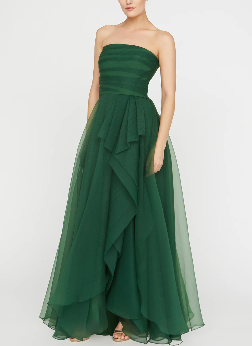 Teresa Strapless Draped Gown in Thorn - THEIA