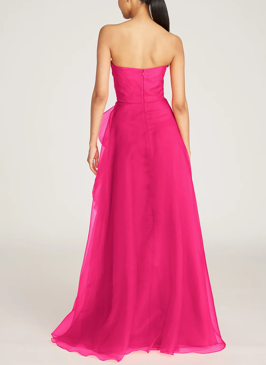 Teresa Strapless Draped Gown in Zinnia - THEIA