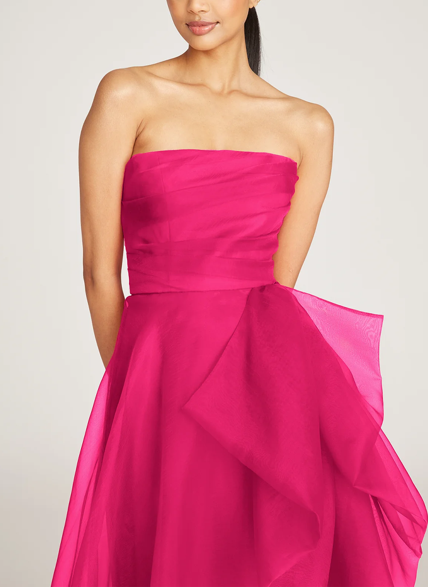 Teresa Strapless Draped Gown in Zinnia - THEIA