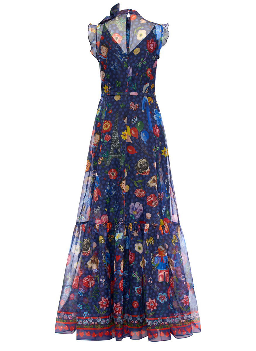 Organza Parisian Icon Print Maxi Dress - Maison Common