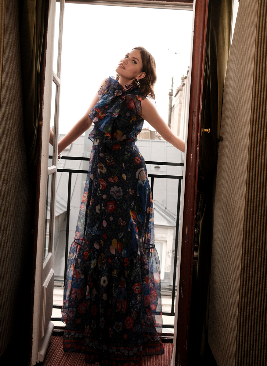 Organza Parisian Icon Print Maxi Dress - Maison Common