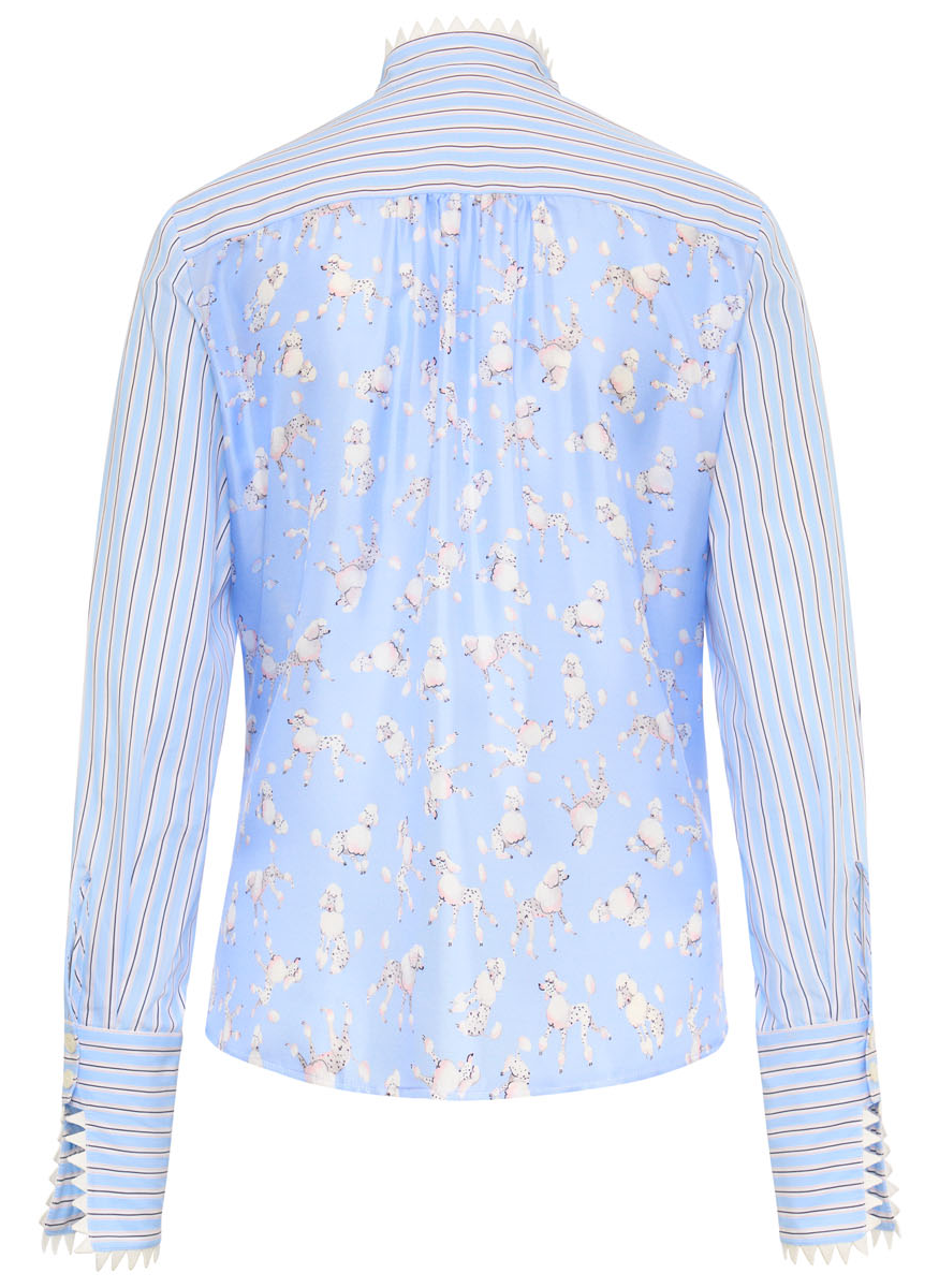 Cotton Striped Blouse with Printed Silk Back - Maison Common
