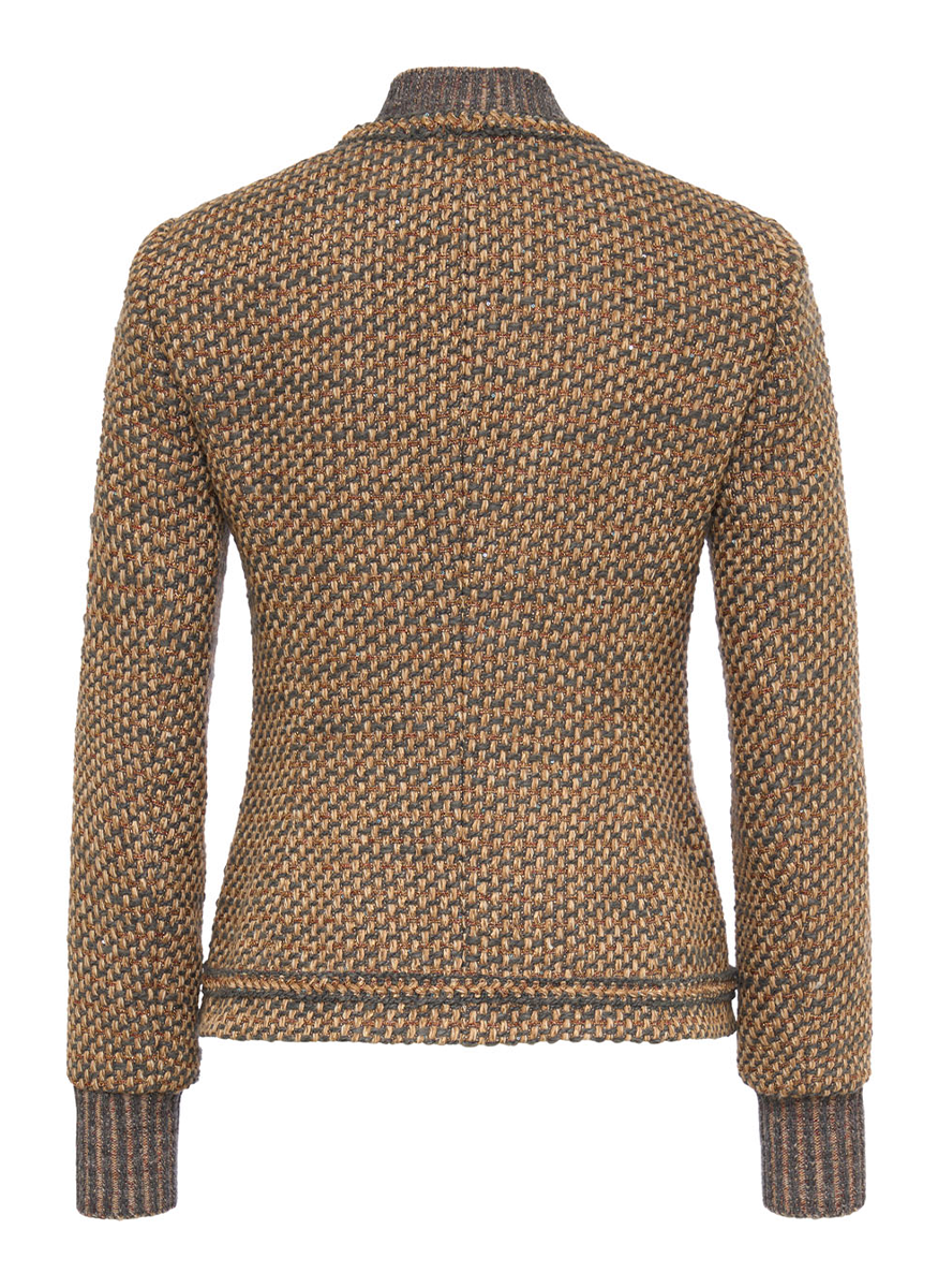 Wool Blend Lurex Tweed Zip Front Jacket - Maison Common