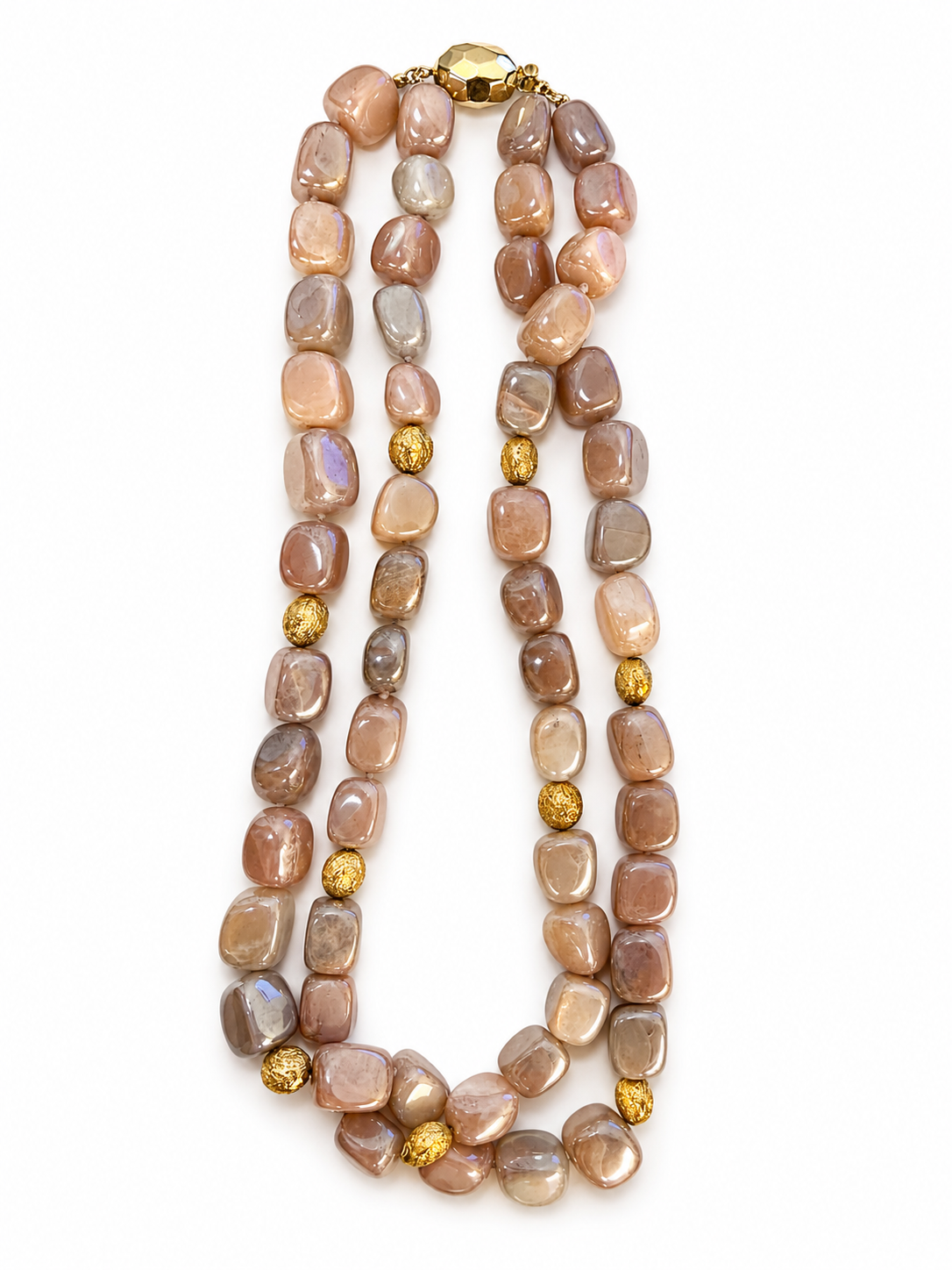 Two-Strand Peach Moonstone Necklace