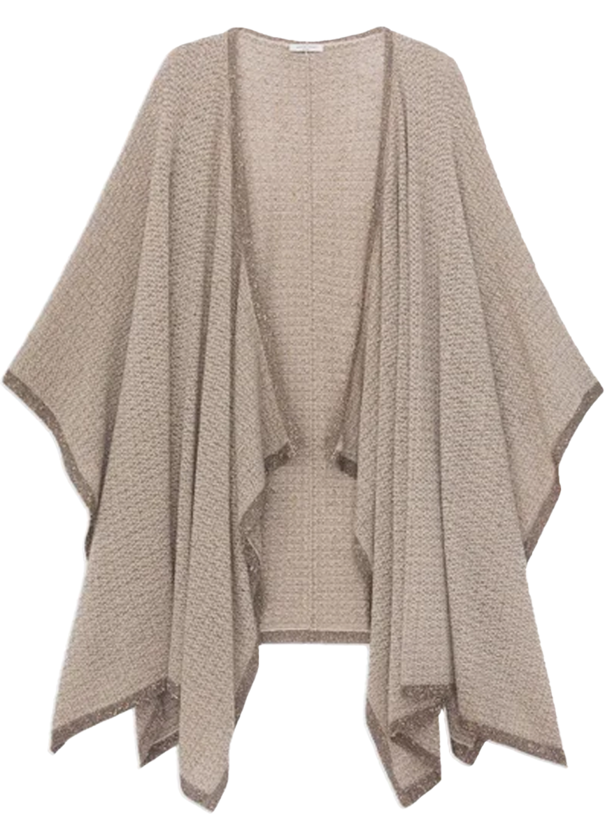 Metallic Flecked Lace Stitch Wrap Poncho