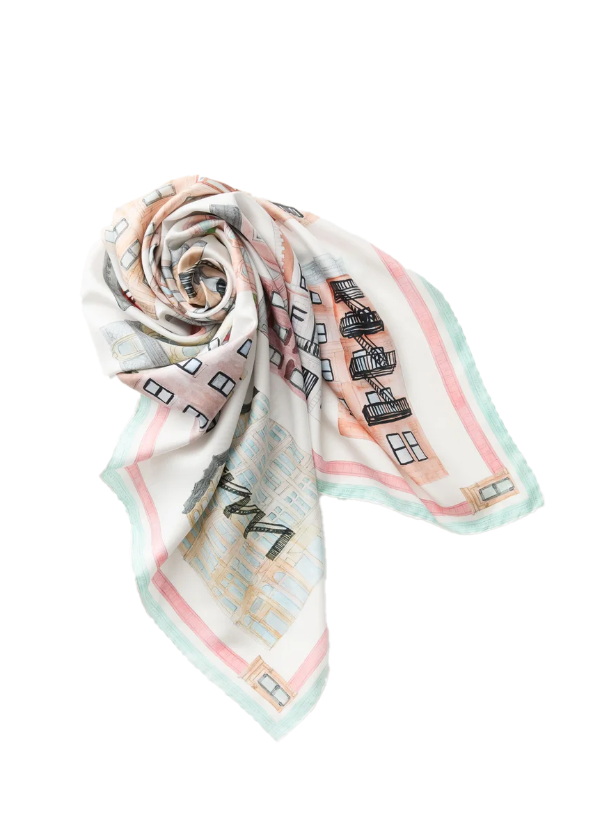 Pied-À-Terre Print Silk Twill Scarf