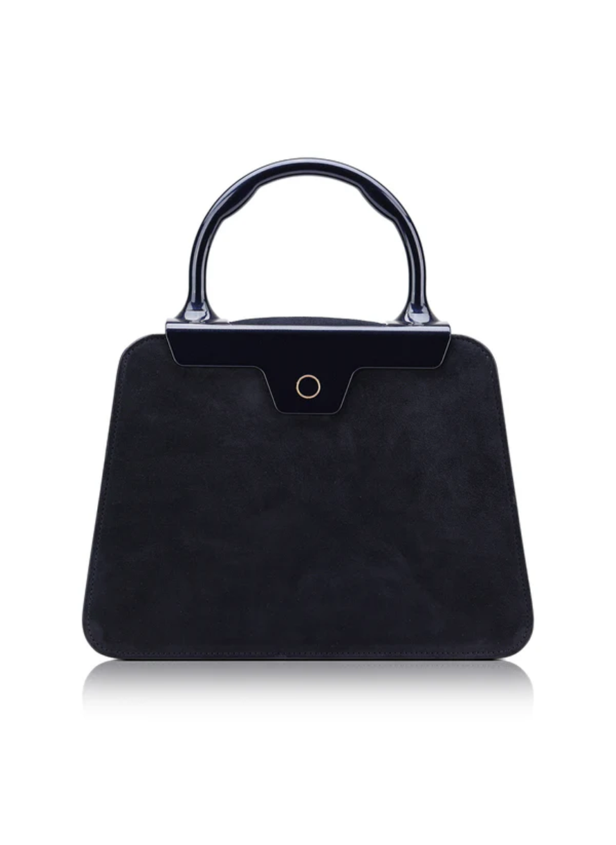Andie Top Handle Bag in Navy Lamb Suede