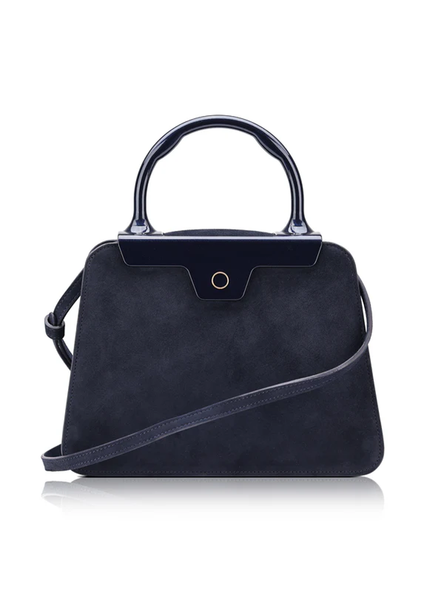 Andie Top Handle Bag in Navy Lamb Suede