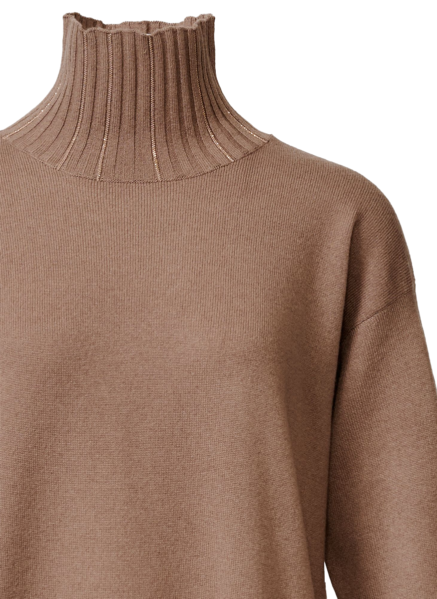 Platinum Turtleneck Knit Dress - Fabiana Filippi