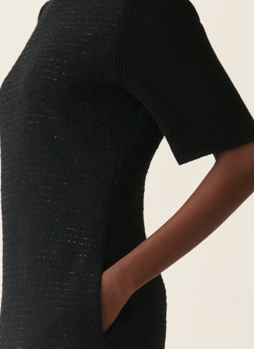 Sequin Fabric Short Sleeve Dress - Fabiana Filippi