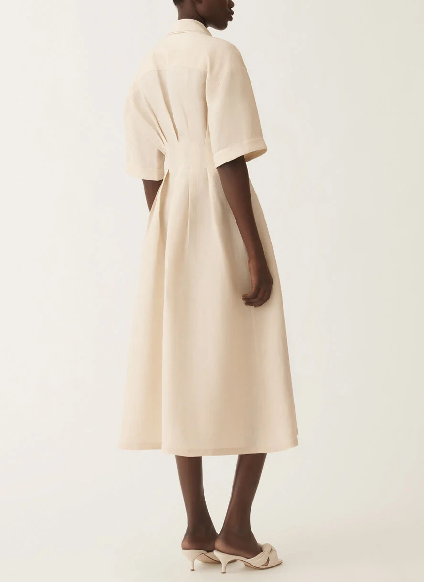 Viscose Linen Short Sleeve Shirt Dress - Fabiana Filippi