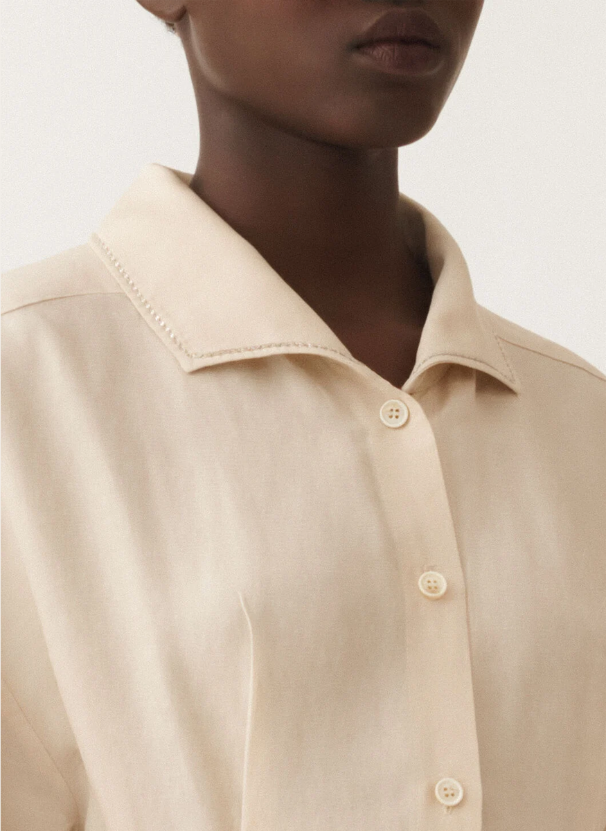Viscose Linen Short Sleeve Shirt Dress - Fabiana Filippi