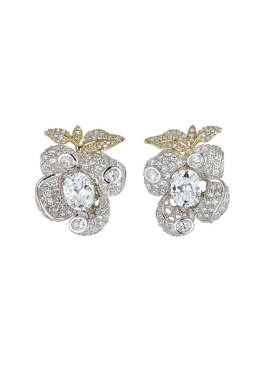 White Mini Blossom Diamond Earrings