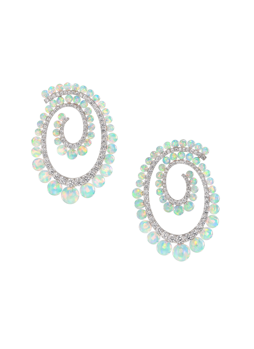 Petite Sky Opal Vortex Hoops