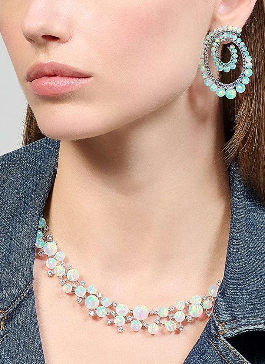 Petite Sky Opal Vortex Hoops