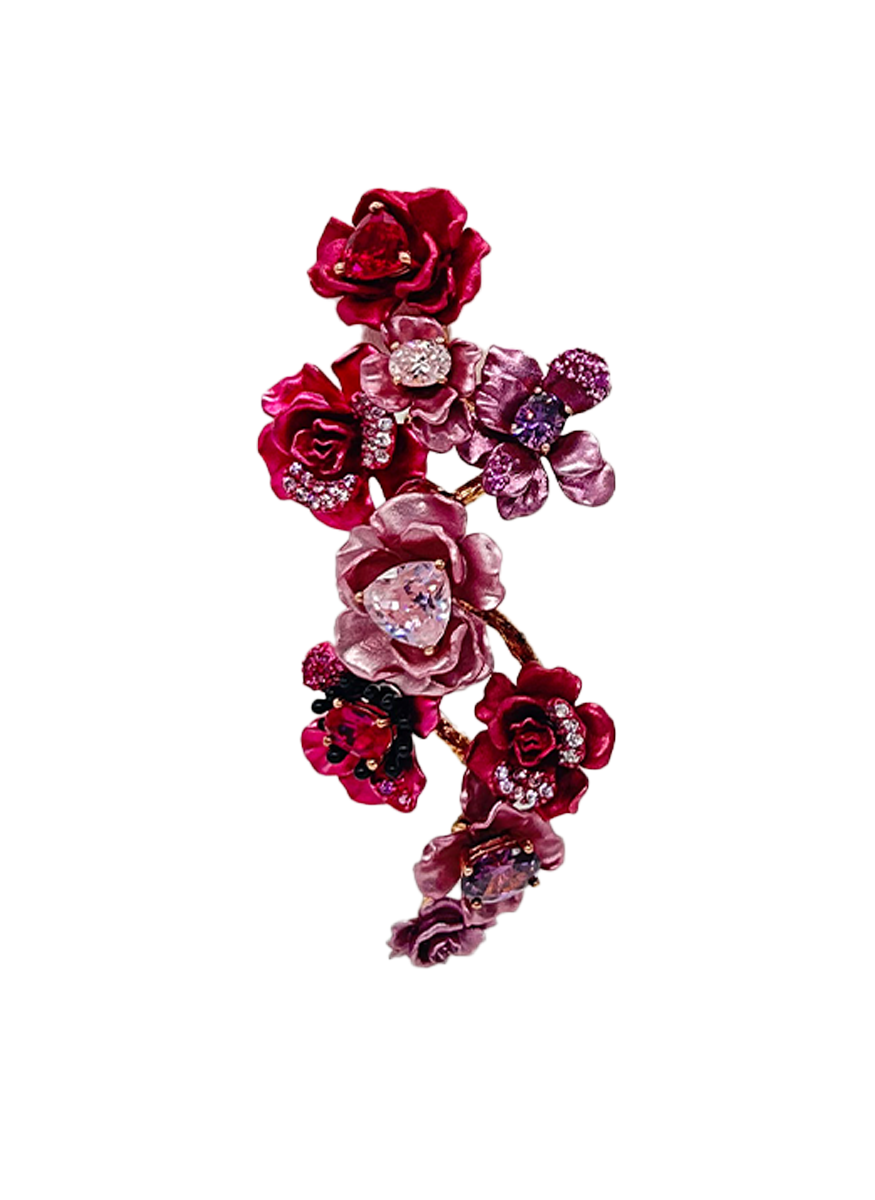 Fuchsia Rose Chandelier Earrings