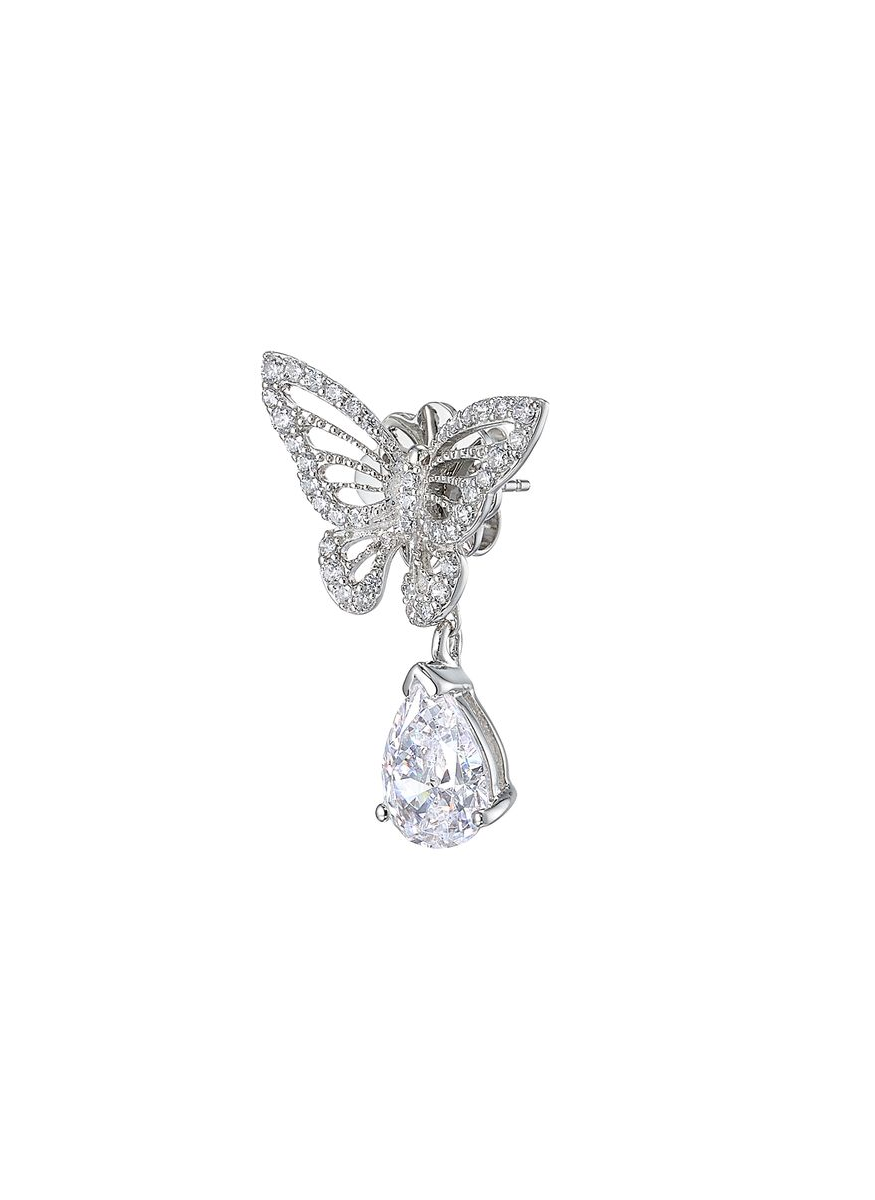 Diamond Butterfly Drop Earrings