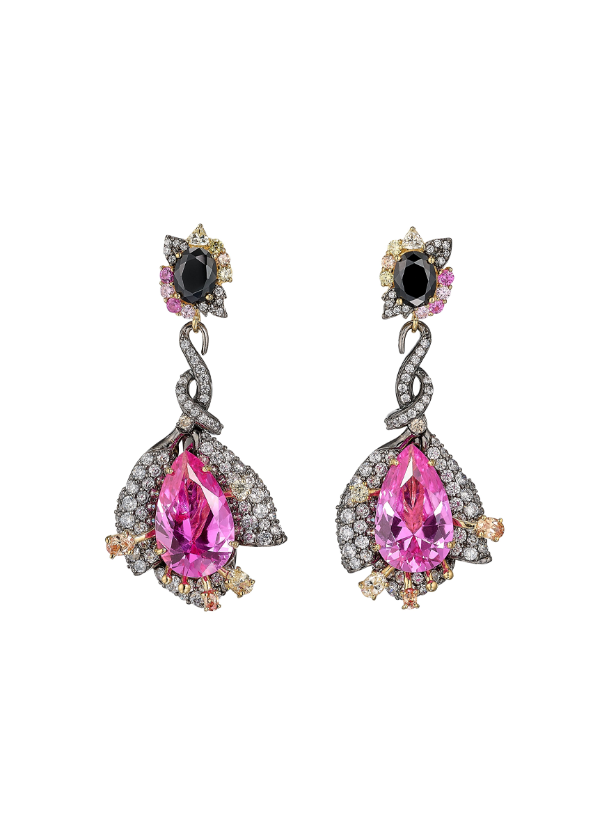 Black Diamond Fuchsia Earrings