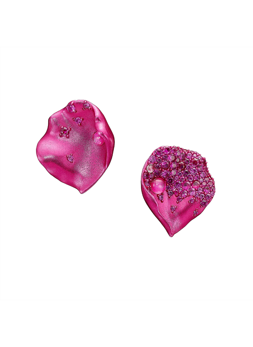 Fuchsia Rosa Petal Earrings