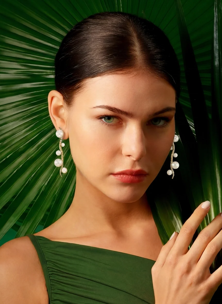 Snowflower Blades of Grass Earrings - Anabela Chan