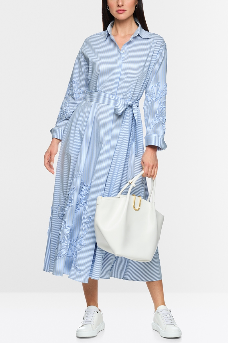 Pinstripe Dress Midi Dress with Tie - Marc Cain