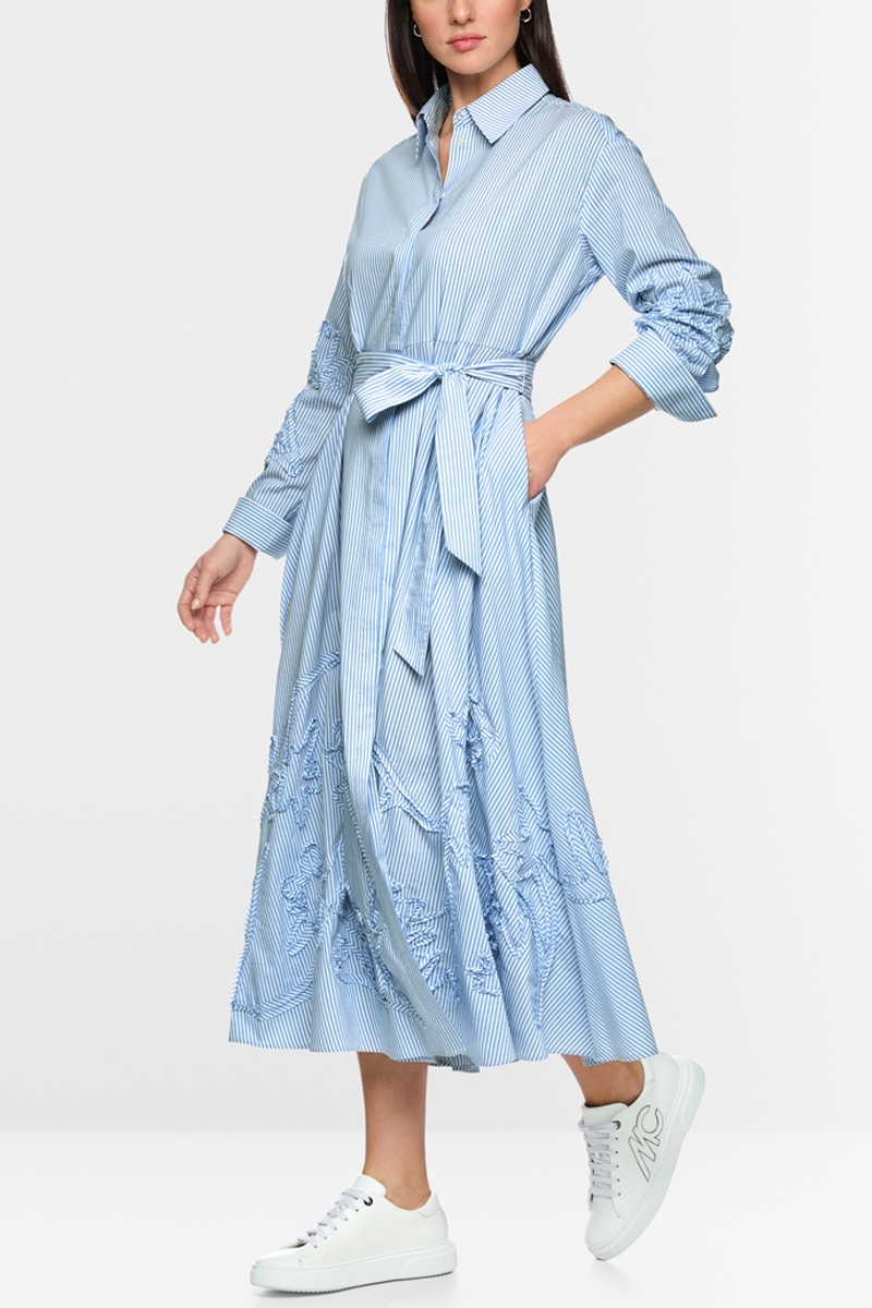 Pinstripe Dress Midi Dress with Tie - Marc Cain