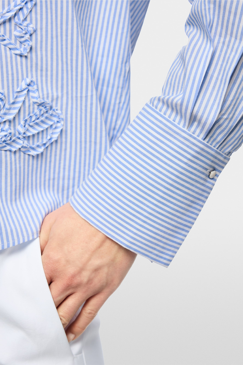 Pinstripe Shirt with Stitched Ribbons - Marc Cain