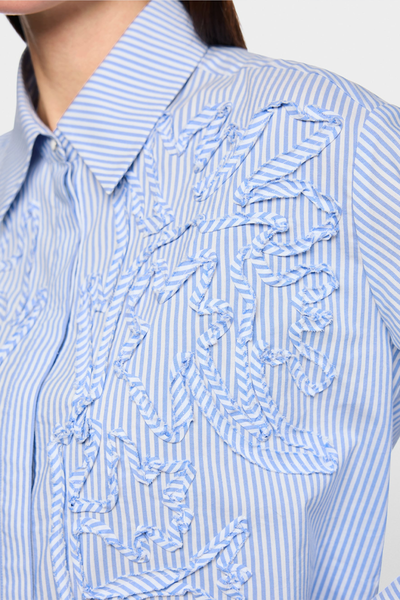 Pinstripe Shirt with Stitched Ribbons - Marc Cain