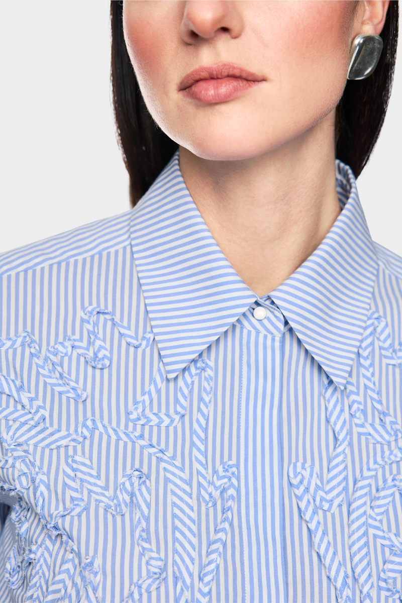 Pinstripe Shirt with Stitched Ribbons - Marc Cain