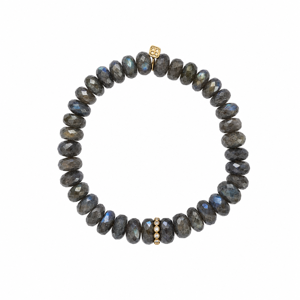 Faceted Labradorite & Diamon Rondelle Bracelet