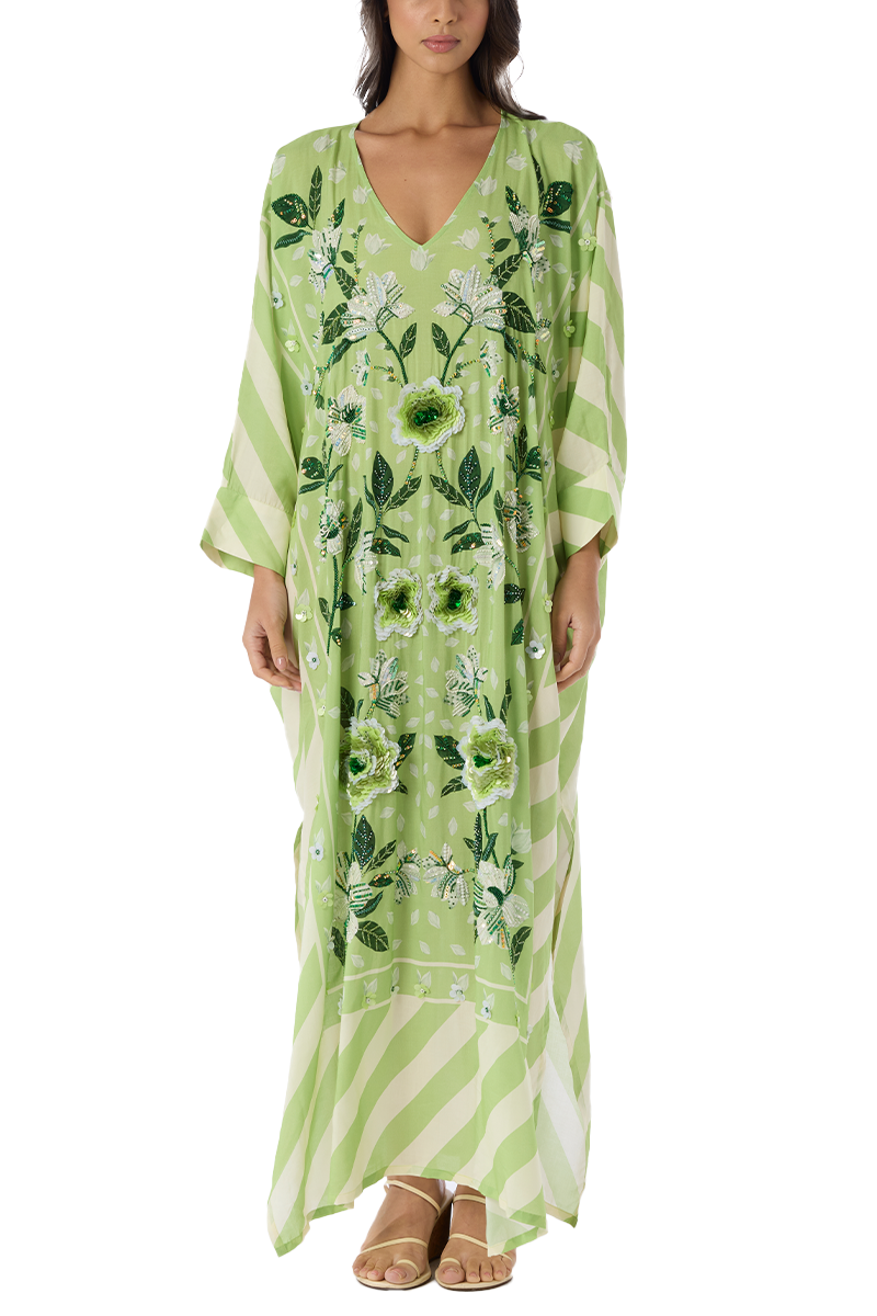 Hand Beaded Batwing Kaftan Dress