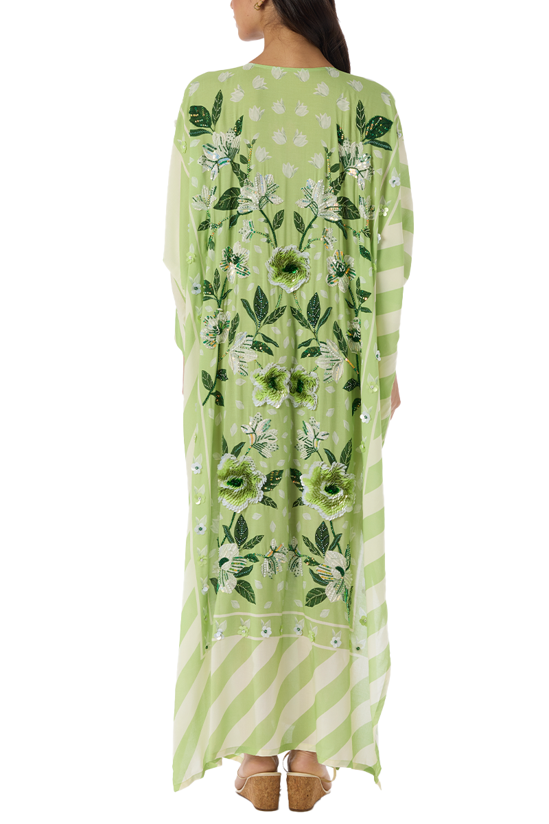 Hand Beaded Batwing Kaftan Dress - Verandah