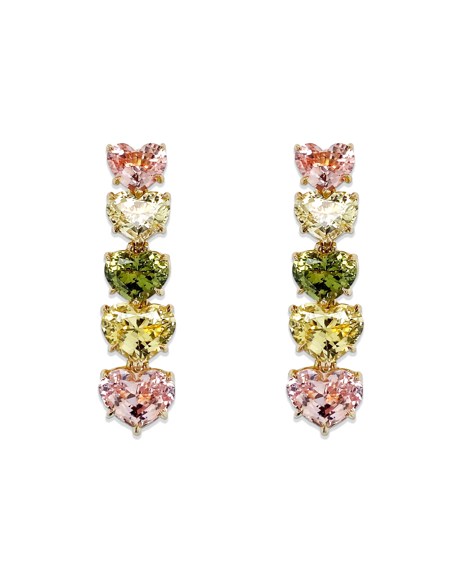 Multicolor Sapphire Heart Earrings