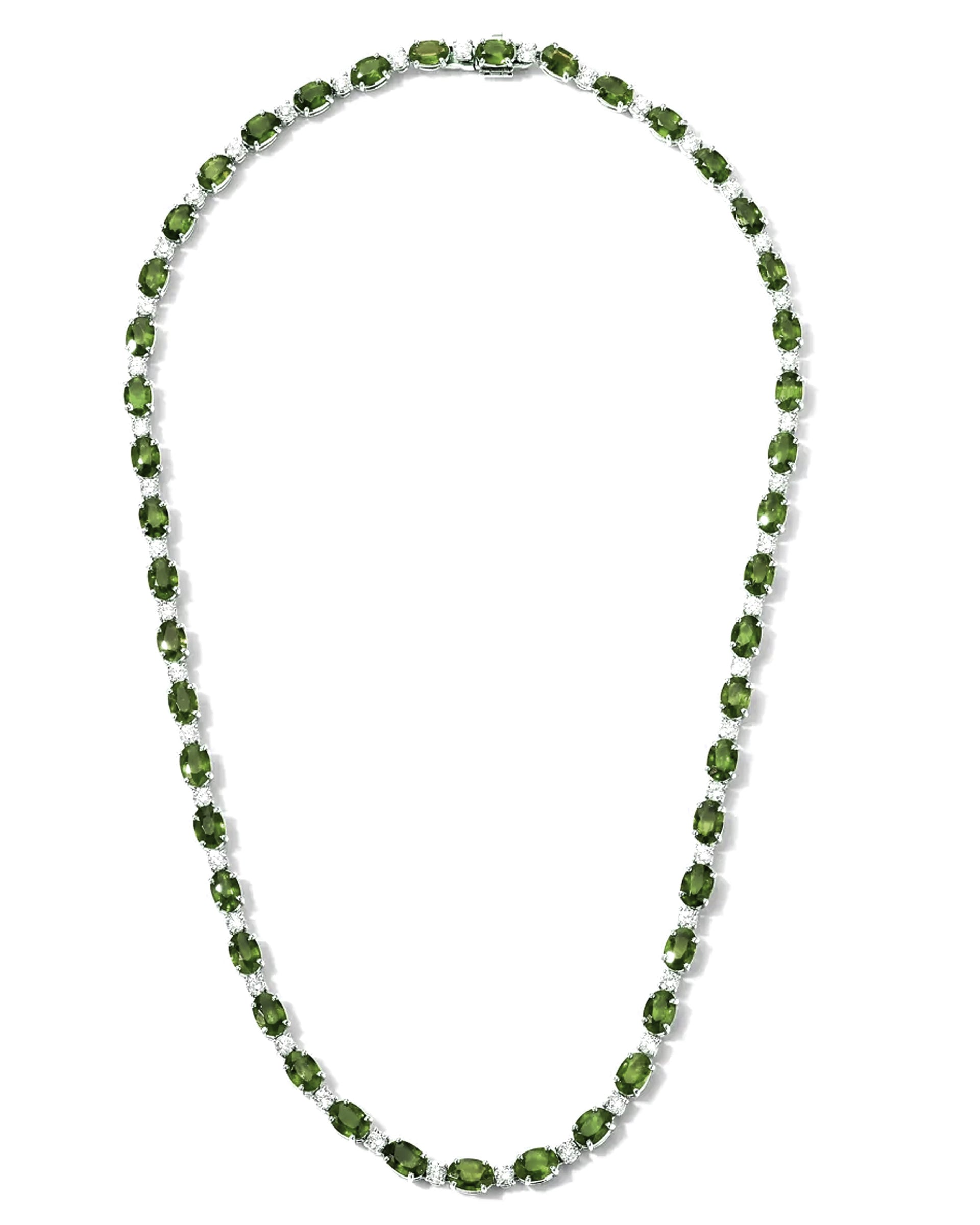 Green Sapphire and Diamond Necklace