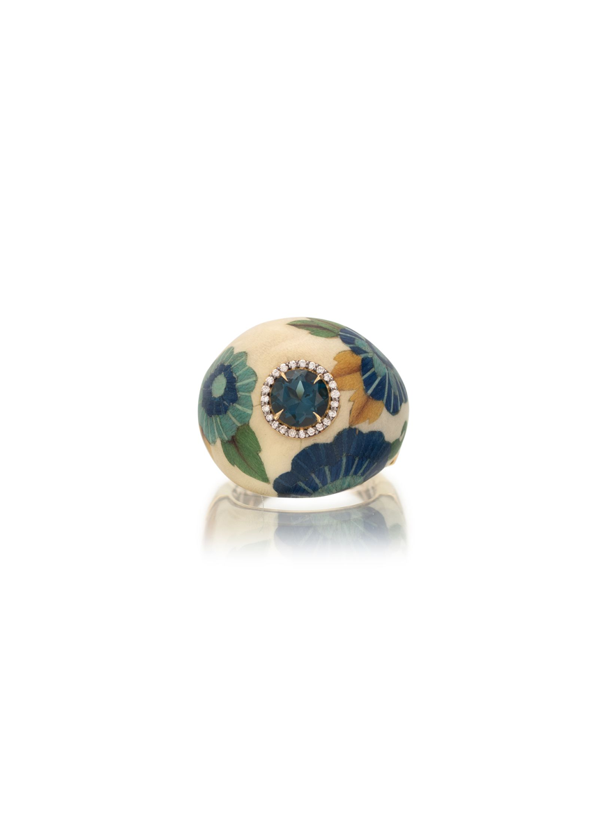 Marquetry Floral Bombe Ring