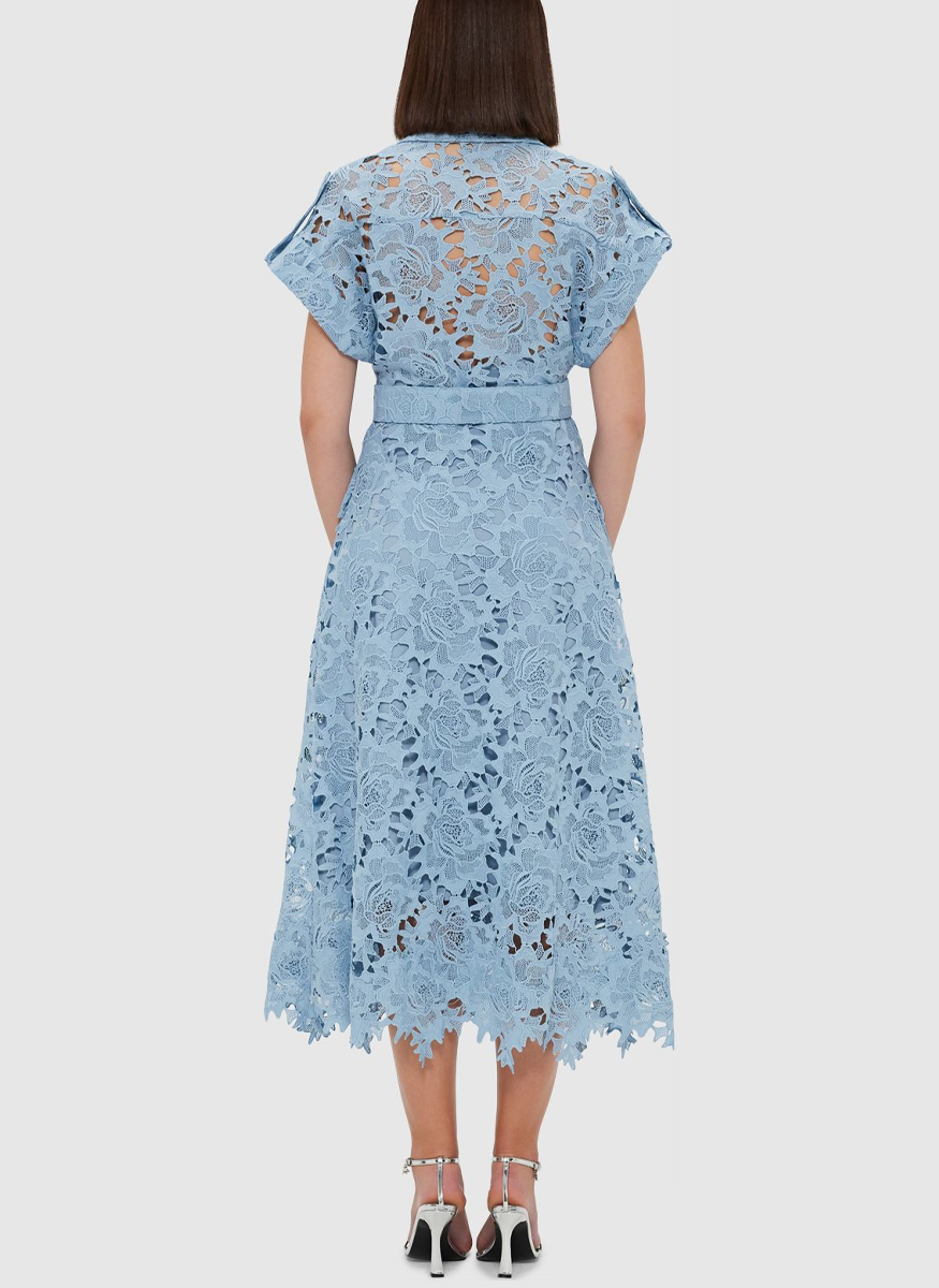 Audrey Lace Pocket Shirt Midi Dress - Leo Lin