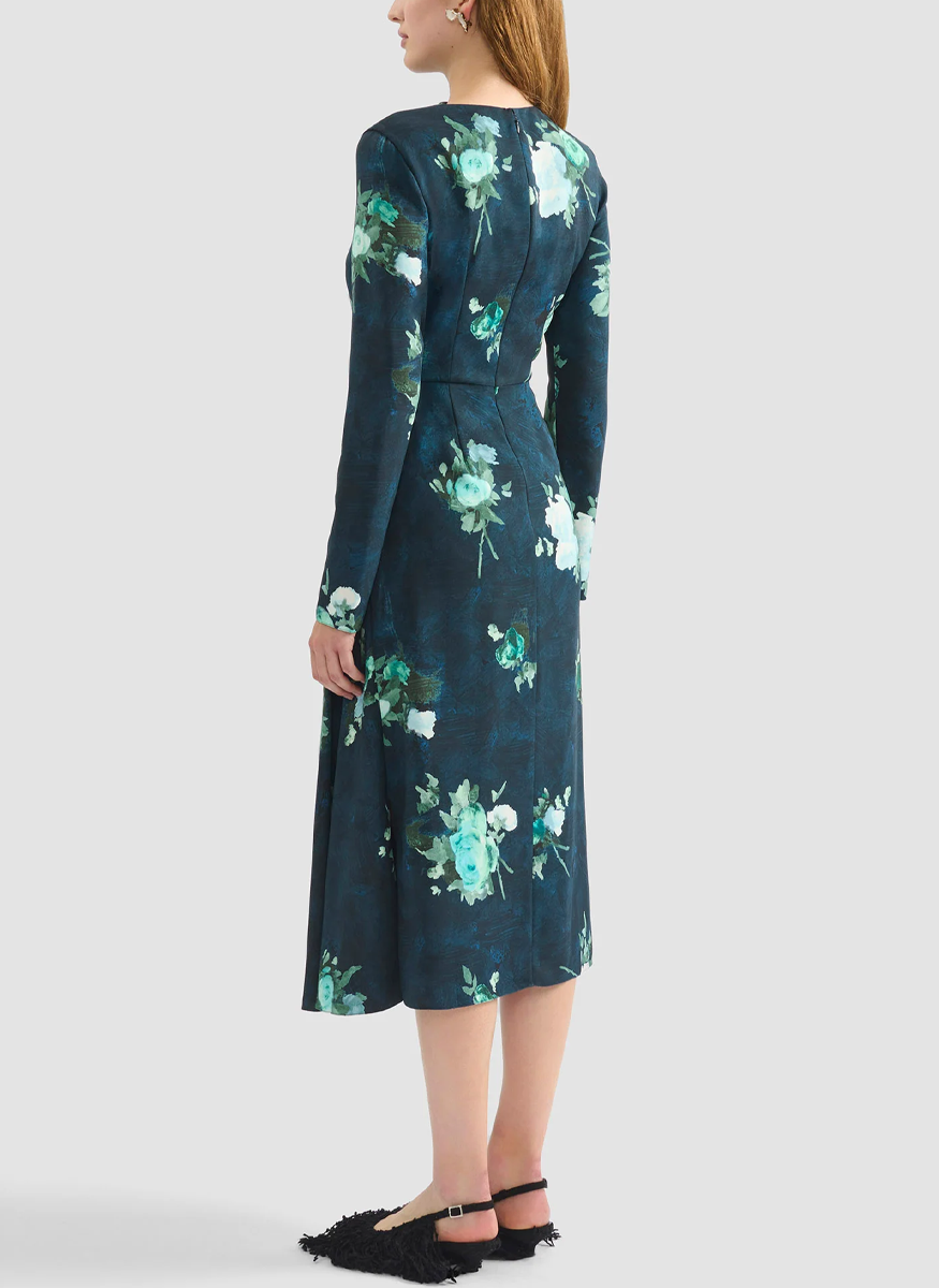 Long Sleeve Draped Midi Dress - Erdem