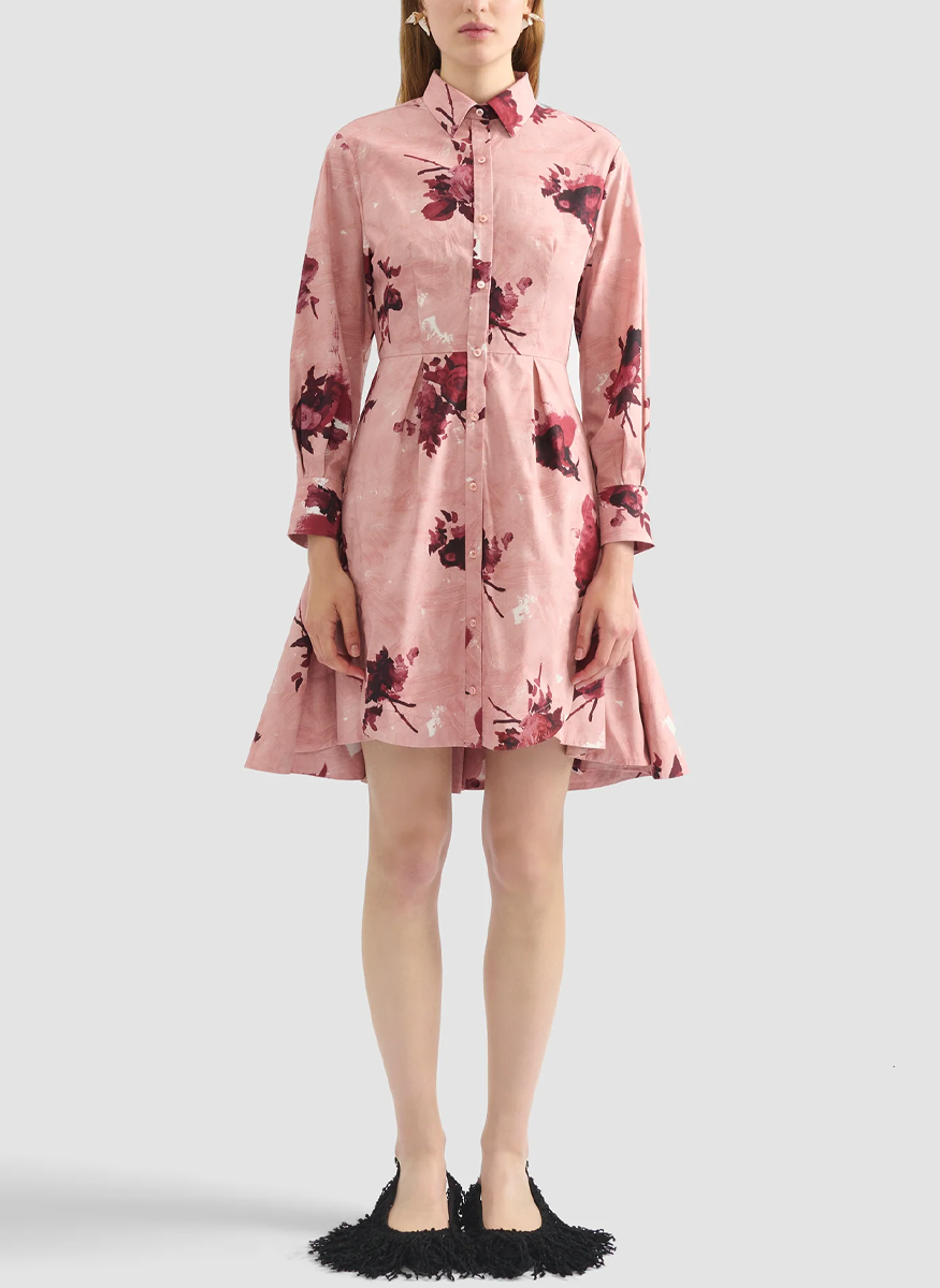 Long Sleeve Mini Shirt Dress - ERDEM