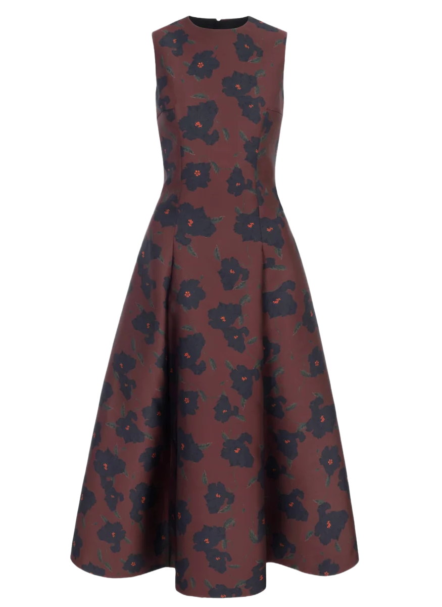Mara Dress in Red & Black Breezy Poppy Mikado