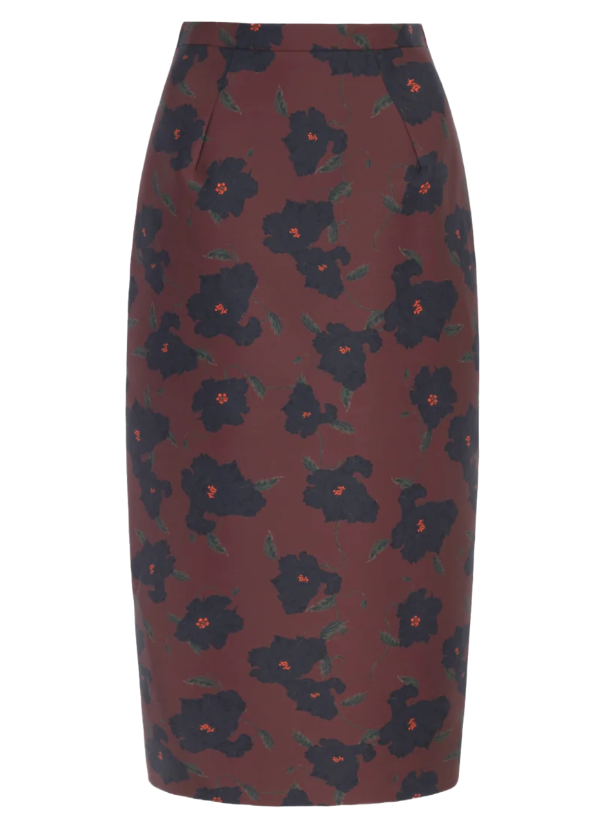 Lorelei Skirt in Red & Black Breezy Poppy Mikado - Emilia Wickstead
