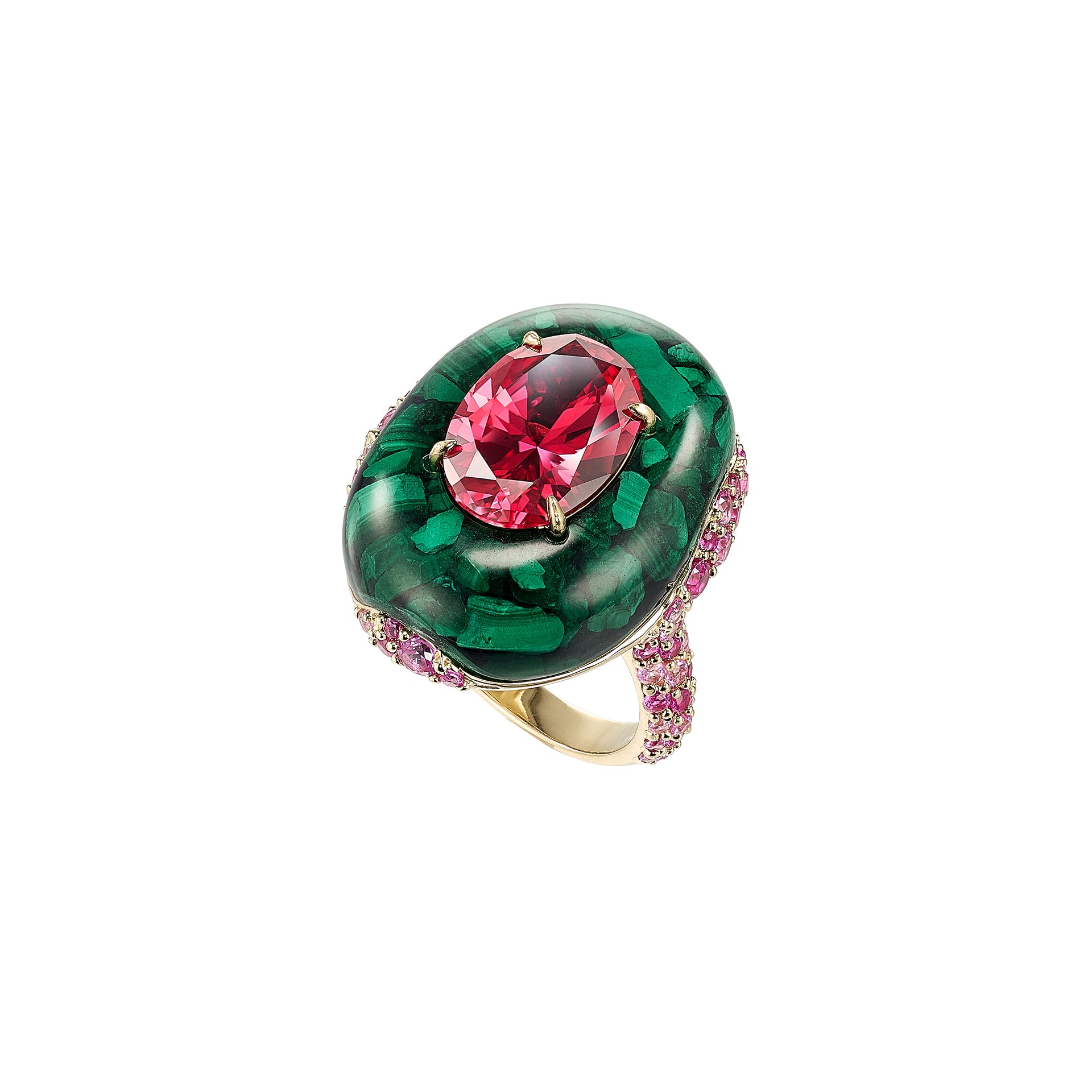 Peacock Malachite Pebble Ring