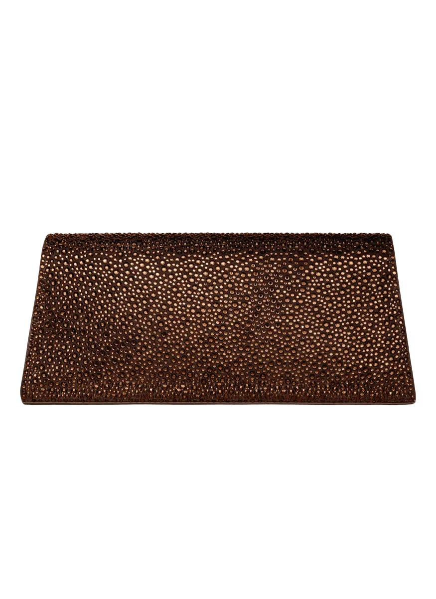 The Midnight Crystal Clutch in Chocolate - Elie Saab