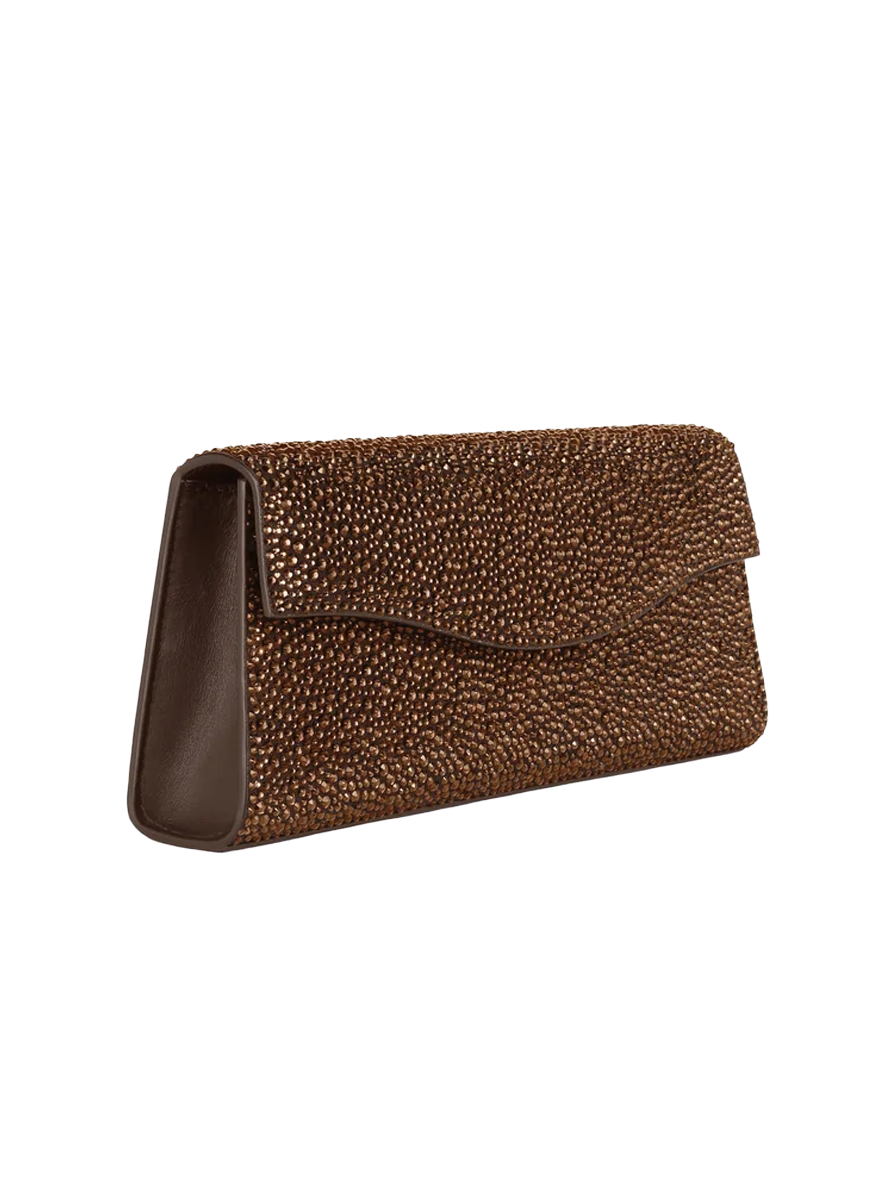 The Midnight Crystal Clutch in Chocolate - Elie Saab