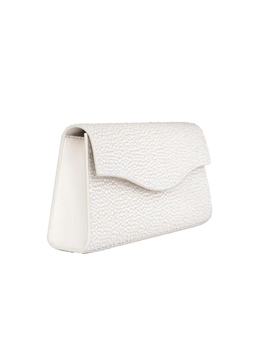 The Midnight Crystal Clutch in White - Elie Saab