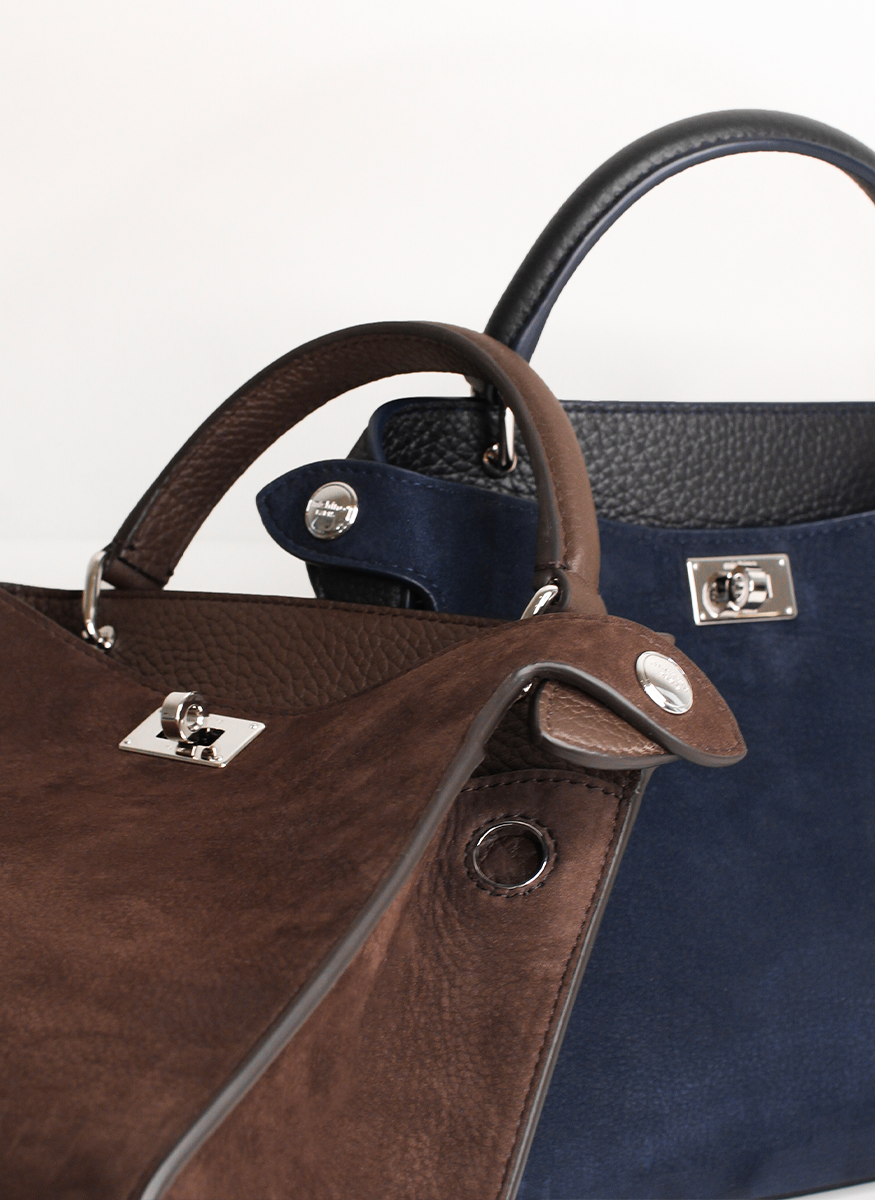 Lutece Mini Top Handle Bag in Navy Suede