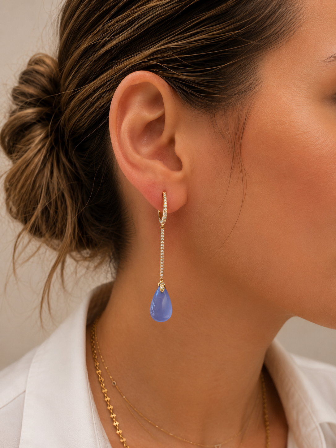 Chalcedony Droplet Earrings